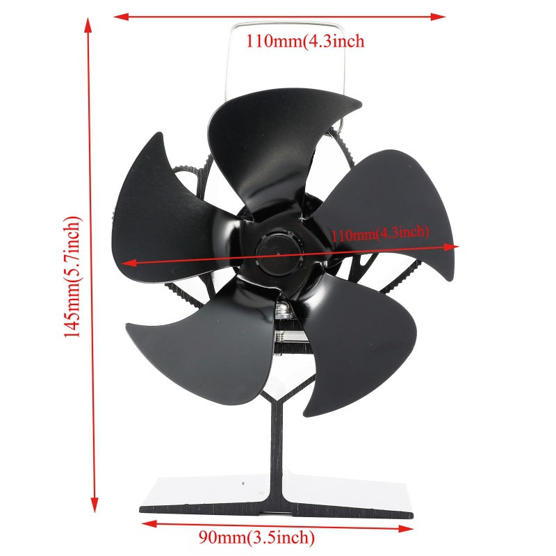 5-Blade Heat-Powered Stove Fan