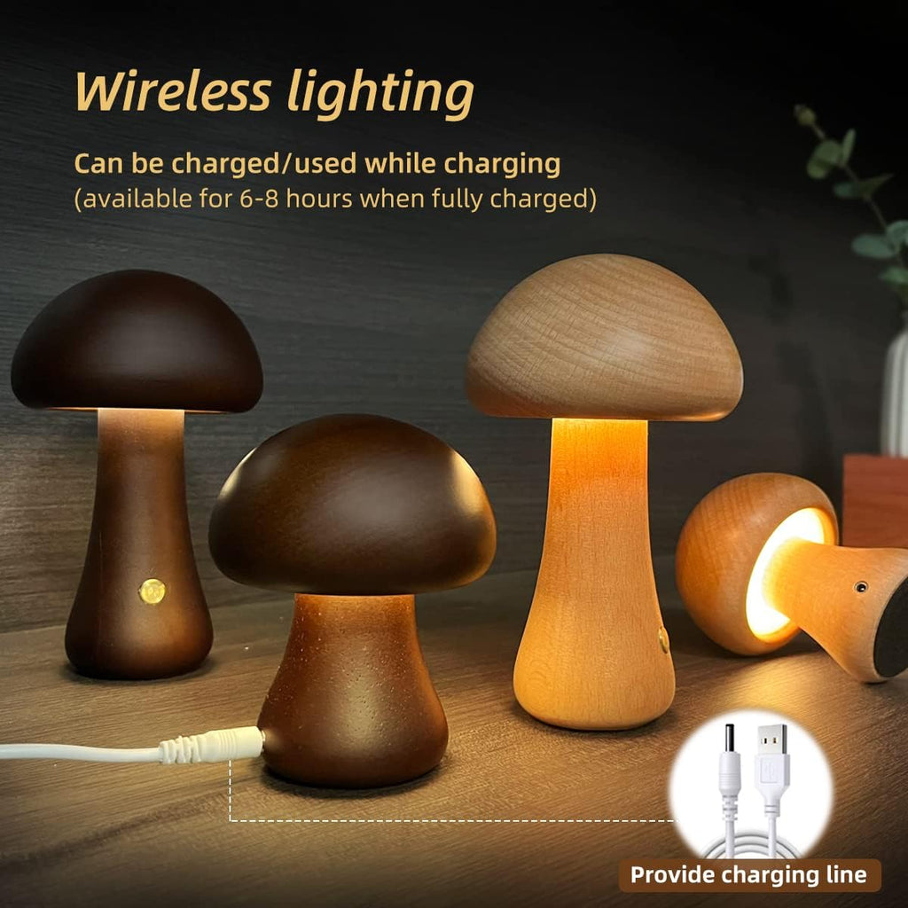 Wooden Mushroom LED Night Light.