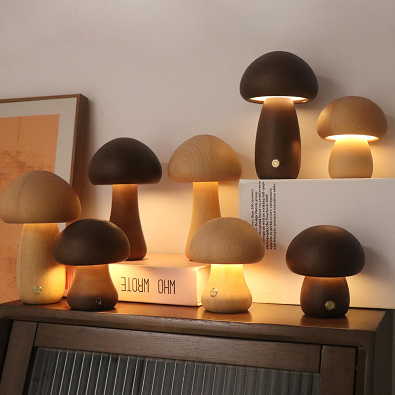 Wooden Mushroom LED Night Light.