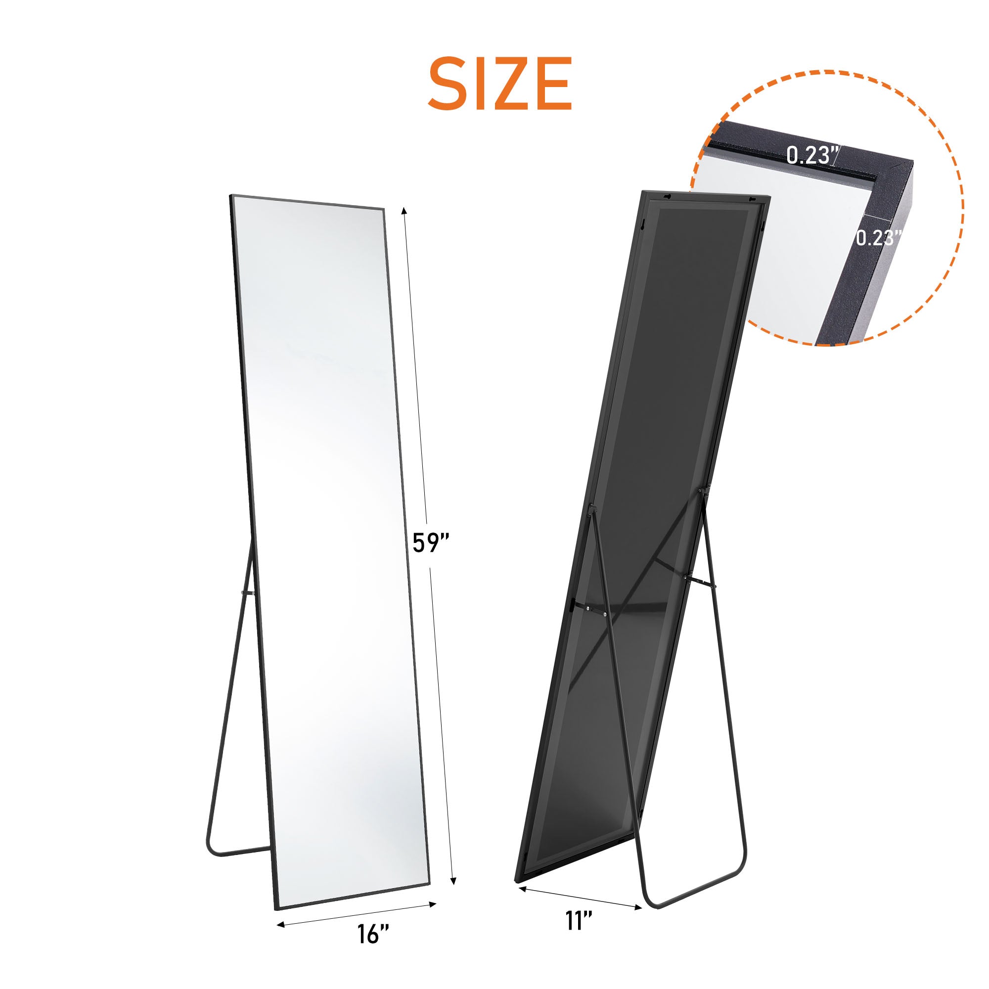 Aluminum Frame Standing Mirror